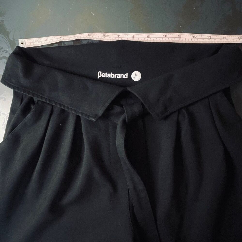 Betabrand High Waist Fold Over Tie Waist Wide Leg Dress Pants Black Size Medium - Picture 5 of 9